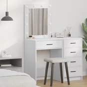 VIDAXL toaletna miza (kompozitni les, 50x41x135cm, ogledalo), bela