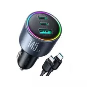JOYROOM avtomobilski polnilec JR-CCN07, 145 W, PD, QC, 2x USB-C, 1x USB-A