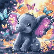 Rayher. Slikanje po številkah, A carefree elephant, s kovinskimi barvami