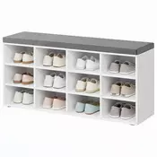Songmics Čevlji klop 12 predalov 303x104x48 cm bela