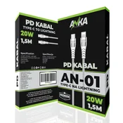 PD KABAL TYPE-C – LIGHTNING AN-01 1,5M BIJELI AN-KA