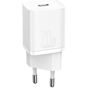 BASEUS kućni punjač, 220V, Super-SI, Quick Charge, 20W, ulaz USB-C, bijeli (CCSUP-C01)