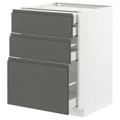 METOD/MAXIMERA Podstav omr 3lč/2nzk/1sre/1vsk prd, bela/Voxtorp temno siva, 60x60 cm