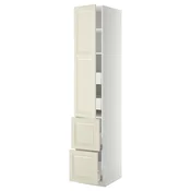 METOD/MAXIMERA Visoka omara+plc/4prd/vrata/2 ličn, bela/Bodbyn krem bela, 40x60x220 cm