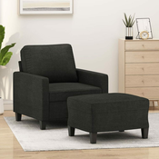 Greatstore Fotelj s stolčkom za noge črn 60 cm blago