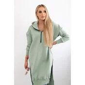 Womens Insulated Sweatshirt with Decorative Buttons - Dark Mint