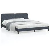 shumee vidaXL Posteljni okvir z LED zaslonom temno siv 180x200 cm žamet