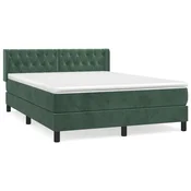 Vidaxl Box spring postelja z vzmetnico temno zelen 140x190 cm žamet