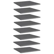 Vidaxl Dodatne police za omaro 8 kosov visok sijaj sive 40x40x1,5 cm