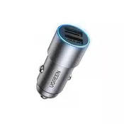 UGREEN Auto punjac CD130 24W dual USB sivi