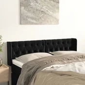 Vidaxl vidaXL Vzglavnik s krilci, črn 147x16x78/88 cm, žamet