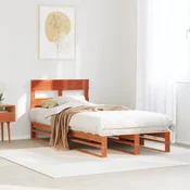shumee vidaXL Posteljni okvir brez vzmetnice rjave barve 75x190 cm borovina