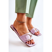 Womens classic leather slippers with décor purple Shilla