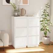 vidaXL Komoda 2 kosa bela 32x34x75 cm trdna borovina