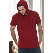T9570 DEWBERRY HOODED MENS T-SHIRT-BURGUNDY