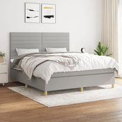 Greatstore Box spring postelja z vzmetnico svetlo siva 180x200 cm blago