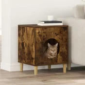 vidaXL Mačja hiša Dimljeni oreh 42,5 x 40 x 52,5 cm Konstruiran les