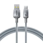 PLeteni kabel za punjenje i prijenos podataka 100W USB-A u USB-C kabel Baseus Discolor - 1m - silver