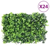 Vidaxl Ograja iz umetnih listov 24 kosov zelena 40x60 cm