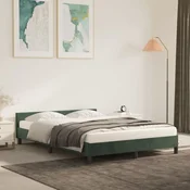 shumee vidaXL Posteljni okvir brez vzmetnice temno zelen 140x200 cm žamet