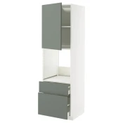 METOD / MAXIMERA Vis.el.pec s fiok/2frnt/srd/g.fiok, bela/Nickebo mat sivozelena, 60x60x200 cm