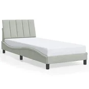 Vidaxl Posteljni okvir brez vzmetnice Hanko svetlo siv 90x200 cm žamet