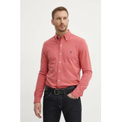 Pamucna košulja Polo Ralph Lauren za muškarce, boja: ružicasta, regular, s button-down ovratnikom