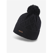 Black Ribbed Winter Beanie with pompom Dakine Mia - Ladies