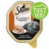 22 x 85 g Mega pakiranje Sheba pladnji za mačke - Classics v pašteti perutninski koktejl