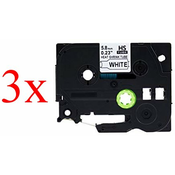 Komplet Brother HSe-211/HS-211/PT/P-Touch 5,8mm, termoskrčljivI (heat shrink tube), kompatibilni trakovi (cevi) (3) - črn izpis/bel trak (cev)