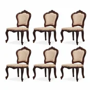 Casa Padrino luxury baroque dining room chair set of 6 with pattern beige/brown H. 103 cm