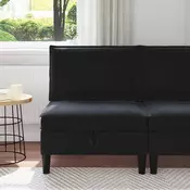 vidaXL Srednja sofa s shrambo Črna Žamet