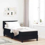Vidaxl Postelja boxspring z vzmetnico z vzmetnico Črna 80 x 200 cm