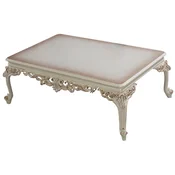 Casa Padrino luxury baroque coffee table cream white/copper - Rectangular baroque style living room table - Baroque style living room furniture - Luxury furniture in baroque style