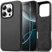 Overboard Usnjen ovitek za iPhone 16 Pro Max, Leather MagSafe, črn + zaščitno steklo za zaslon