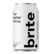Brite Natural Energy Drink Lemon Lime, Energijska gazirana pijača, limeta in limona, 330 ml