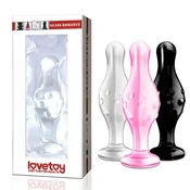 Stekleni analni čep Glass Romance Lovetoy 11,4 cm črne barve