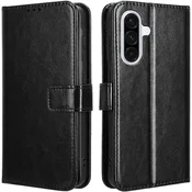 GS Ovitek za Samsung Galaxy A56 5G, denarnica Crazy Horse, črna