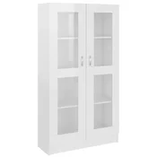 Vidaxl Vitrina visok sijaj bela 82,5x30,5x150 cm iverna plošča