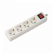 V-TAC Podaljševalni kabel, 4 vtičnice, stikalo, 5m, 16A, 3G1,5mm2, bela