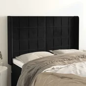 vidaXL Vzglavje z ušesi črno 147x16x118/128 cm žamet