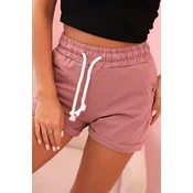 Kesi Womens cotton shorts with elastic and tie at the waist dark pink