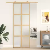 Vidaxl vidaXL Drsna vrata, zlata, 76x205 cm, matirano ESG steklo, aluminij