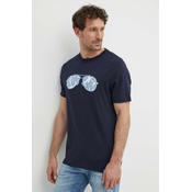 Pamučna majica Michael Kors za muškarce, boja: tamno plava, s tiskom