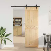 vidaXL Drsna vrata NARVIK Naravna in črna 70 x 210 cm (152,5 cm)