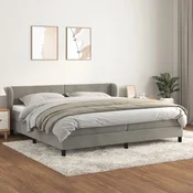Krevet s oprugama i madracem svjetlosivi 200x200 cm baršunasti