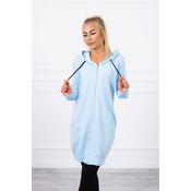 Dress with a hood and azure color