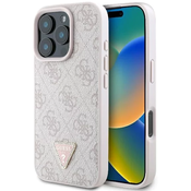 Originalni GUESS ovitek GUHCP16LP4TDPP za iPhone 16 Pro - Leather - roza