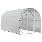 vidaXL Hiša za kokoši Srebrna 400 x 200 x 200 cm Pocinkano jeklo
