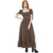 Ženska obleka KILLSTAR - Grim Gretchen - Brown Tartan - KSRA013726